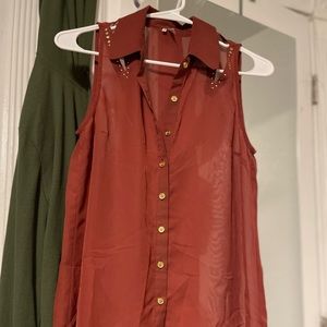 Sheer Burnt Orange Tank Top